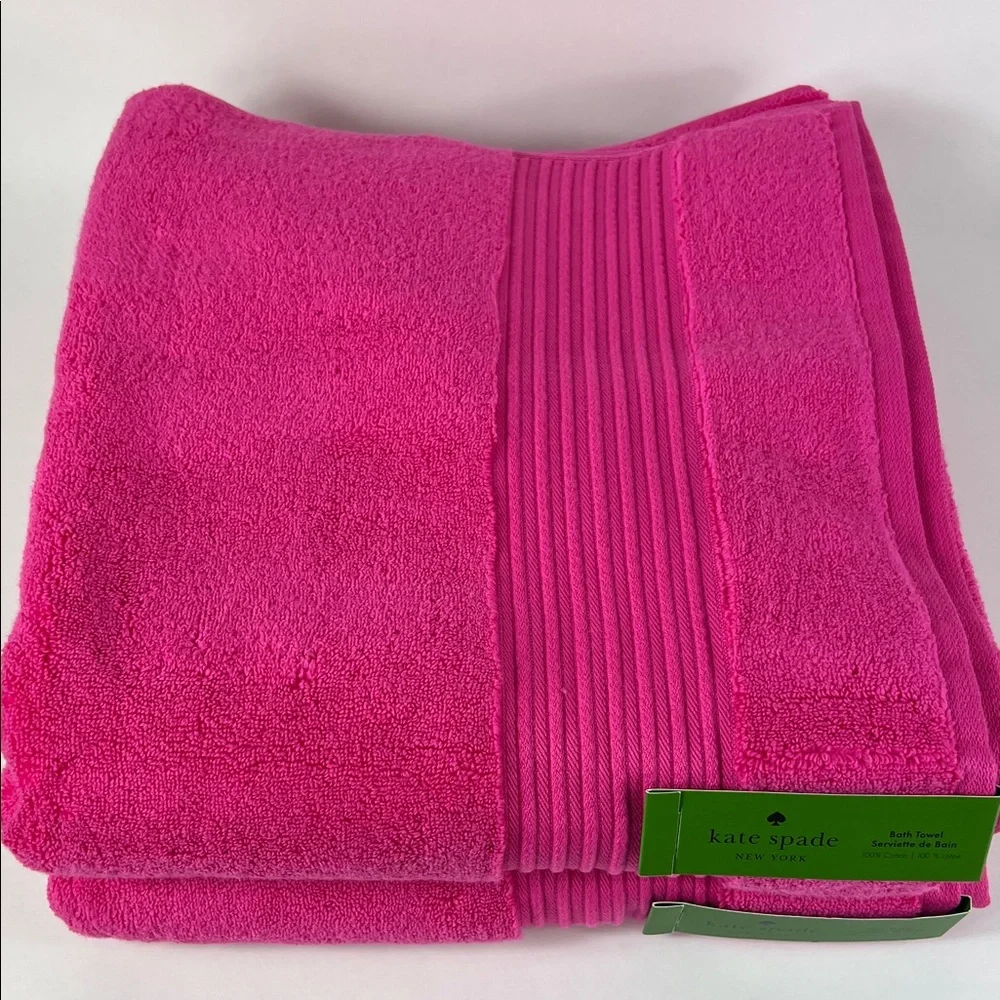 Kate Spade New York Bath Towel Set Hot Pink  100% Cotton 2 Piece Set NEW